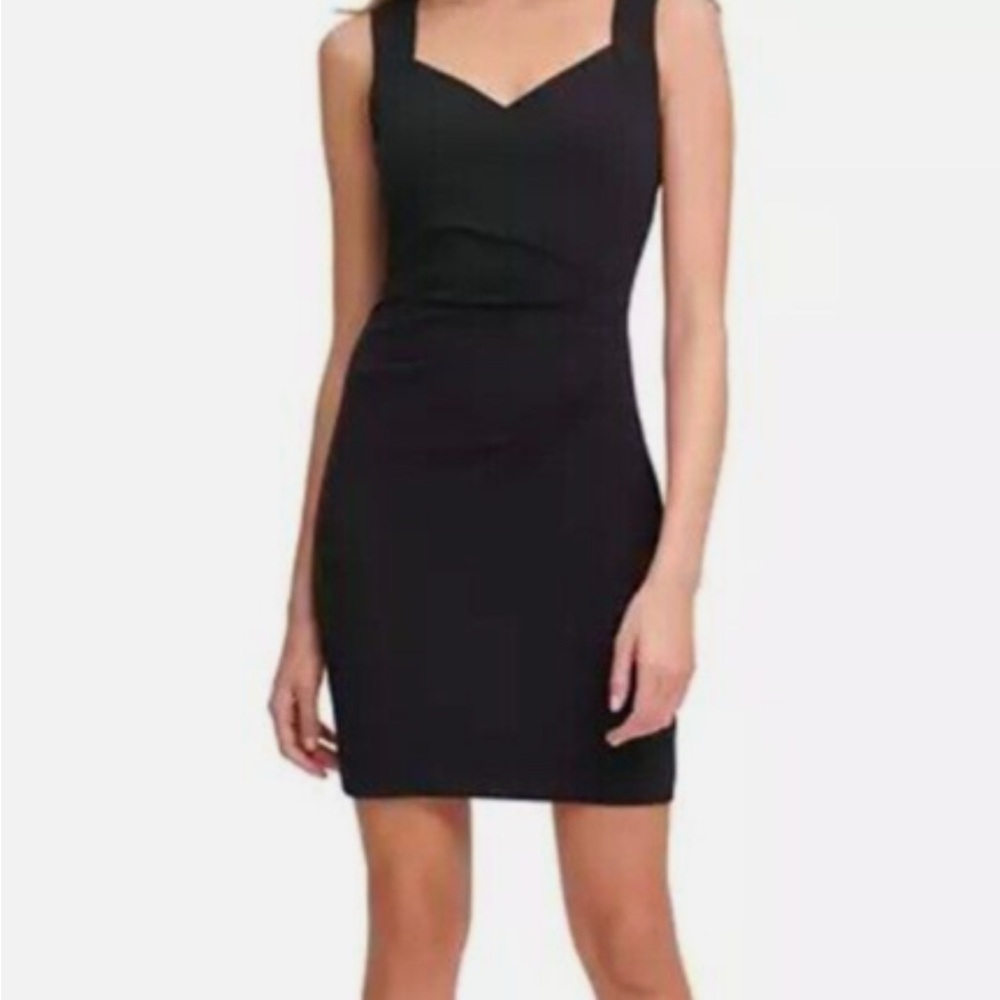 Guess Black Bodycon Mini Dress Sweetheart Neckline NWT 4